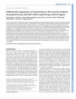 Research paper thumbnail of Differential regulation of imprinting in the murine embryo and placenta by the Dlk1-Dio3 imprinting control region