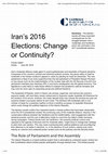 Research paper thumbnail of Iran's 2016 Elections: Change or Continuity?