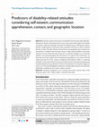 Research paper thumbnail of Predictors of disability-related attitudes: Considering self-esteem, communication apprehension, contact, and geographic location