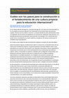 Research paper thumbnail of Cuáles son los pasos para la construcción o el fortalecimiento de una cultura propicia para la educación internacional?