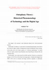 Research paper thumbnail of Ontophany Theory: Historical Phenomenology of Technology and Digital Age