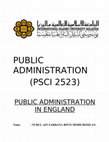 Research paper thumbnail of PUBLIC ADMINISTRATION IN ENGLAND.docx