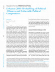 Research paper thumbnail of Lebanon 2016: Reshuffling of Political Alliances and Vulnerable Political Compromises