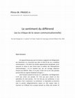 Research paper thumbnail of Le sentiment du différend. 
(« Pensée française » et philosophie allemande)