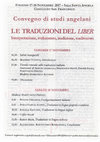 Research paper thumbnail of Le traduzioni del 'Liber'. Interpretazione, svelamento, tradizione, tradimento. Convegno di Studi angelani (Foligno, 17-18 novembre 2017)