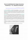 Research paper thumbnail of ANATOMíAS URBANAS: De la invisibilidad del trabajo femenino: Frobenius y " su " pequeña Amazonia