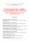 Research paper thumbnail of LE TRADUZIONI DELLA BIBBIA IN ETÀ MODERNA (SEC. XVI-XVII) PROBLEMI FILOLOGICI E QUESTIONI STORICO-CRITICHE