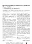 Research paper thumbnail of Discontinuing Oxytocin Infusion in the Active Phase of Labor A Systematic Review and Meta-analysis