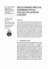 Research paper thumbnail of DECOLONISING BIBLICAL HERMENEUTICS IN THE (SOUTH) AFRICAN CONTEXT