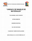 Research paper thumbnail of INSTITUTO TECNOLÓGICO SUPERIOR DE MULEGÉ " UNIDAD II DE MANEJO DE MATERIALES " ITALIA MARIBEL CUESTA VERDUGO