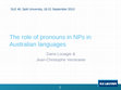 Research paper thumbnail of The role of pronouns in NPs in Australian languages