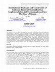 Research paper thumbnail of Institutional Enablers and Constraints of National Biometric Identification Implementation in Developing Countries: The Case of Ghana