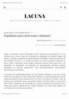 Research paper thumbnail of Lacuna: Populismo para atravessar a fantasia? uma entrevista com Yannis Stavrakakis - Thomás Zicman de Barros (entrevistador)