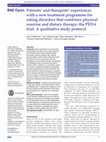 Research paper thumbnail of Patients' and therapists' experiences with a new treatment programme for eating disorders that combines physical exercise and dietary therapy: the PED-t trial. A qualitative study protocol