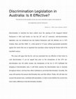 Research paper thumbnail of Effectiveness of Discrimination Legislation in Australia