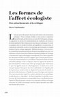 Research paper thumbnail of Les formes de l'affect écologiste. Des attachements à la critique (Esprit, 2018)