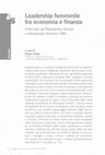 Research paper thumbnail of Leadership femminile tra economia e finanza. Interviste ad Alessandra Viscovi e Alessandra Smerilli fma