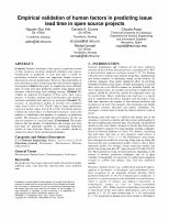 Research paper thumbnail of Empirical validation of human factors on predicting issue resolution time in open source projects