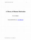 Research paper thumbnail of Maslow a Theory of Human Motivation