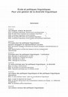 Research paper thumbnail of École et politiques linguistiques. Pour une gestion de la diversité linguistique