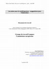 Research paper thumbnail of Les plans pour le multilinguisme : suggestions pour l'élaboration. Groupe de travail Langues de la Commission européenne