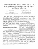 Research paper thumbnail of Information Security Policy Concerns as Case Law Shifts toward Balance between Employer Security and Employee Privacy