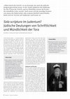 Research paper thumbnail of Sola scriptura im Judentum? Jüdische Deutungen von Schriftlichkeit und Mündlichkeit der Tora