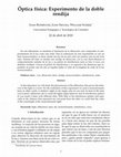 Research paper thumbnail of Óptica física: Experimento de la doble rendija