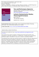 Research paper thumbnail of Review of Latina/o Communication Studies: Theorizing Performance