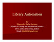 Research paper thumbnail of Library Automation Library Automation