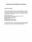 Research paper thumbnail of PRONOSTICOS PARA EMPRESAS EN CREACION