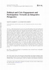 Research paper thumbnail of Political and civic engagement and participation: Towards an integrative perspective