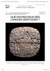 Research paper thumbnail of QUE SAVONS-NOUS DES LANGUES SÉMITIQUES?