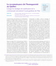 Research paper thumbnail of La reconnaissance de l'homoparenté au Québec : lorsque les stratégies de mobilisation de la communauté rencontrent l'avant-gardisme de l'État