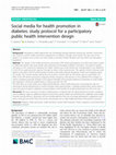 Research paper thumbnail of Social media for health promotion in diabetes: study protocol for a participatory public health intervention design