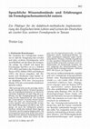 Research paper thumbnail of Sprachliche Wissensbestände und Erfahrungen im Fremdsprachenunterricht nutzen. Ein Plädoyer für die didaktisch-methodische Implementierung des Englischen beim Lehren und Lernen des Deutschen als zweiter bzw. weiterer Fremdsprache in Taiwan