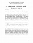 Research paper thumbnail of “Dialectics as Resistance: Hegel, Adorno, Benjamin”