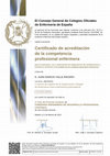 Research paper thumbnail of (2012) "Certificado de acreditación de la competencia profesional enfermera para la indicación, uso y autorización de dispensación de medicamentos y productos sanitarios en el ámbito de los cuidados generales enfermeros"