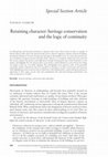 Research paper thumbnail of 'Retaining Character: conservation and the logic of continuity'