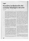 Research paper thumbnail of Rancière: la disolución del carácter ideológico del arte