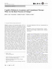 Research paper thumbnail of Cognitive Defusion in Acceptance and Commitment Therapy: What Are the Basic Processes of Change