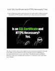 Research paper thumbnail of Is an SSL Certificate and HTTPS Necessary? Yes