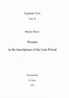 Research paper thumbnail of Women in the Inscriptions of the Late Period, ET X, Novosibirsk, 2018, 160 pages, ed. by M. Panov