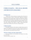 Research paper thumbnail of CYBER STALKING – THE LEGAL REGIME AND PREVENTIVE MEASURES 1