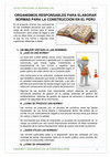 Research paper thumbnail of ORGANISMOS RESPONSABLES PARA ELABORAR NORMAS PARA LA CONSTRUCCIÓN EN EL PERÚ