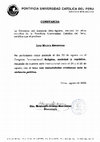 Research paper thumbnail of IRA - PUCP. Congreso Internacional Religión, sociedad y república. (2006)