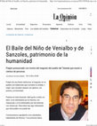 Research paper thumbnail of El Baile del Niño de Venialbo y de Sanzoles, patrimonio de la humanidad