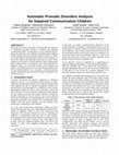 Research paper thumbnail of Automatic Prosodic Disorders Analysis for Impaired Communication Children