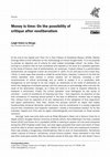 Research paper thumbnail of Money is time: On the possibility of critique after neoliberalism