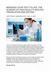 Research paper thumbnail of BRINGING YOUR TEXT TO LIFE: THE SCIENCE OF HIGH QUALITY BIOLOGY TRANSLATION AND EDITING